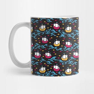 Colorful Sailing Marine Ship Adventure Pattern Mug